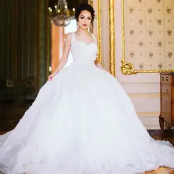 2019 милое бальное платье Длинные свадебные платья с аппликацией без рукавов Vestidos de noiva кружевное свадебное платье с длинным подолом