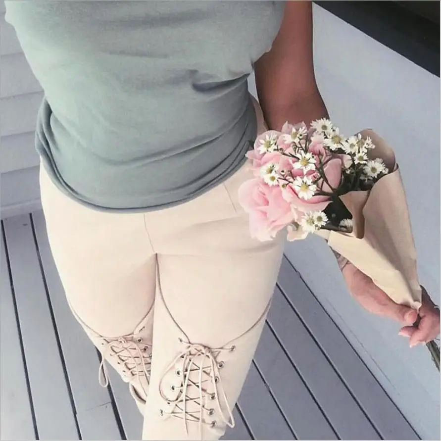 Autumn and winter new women's straps corns deerskin trousers