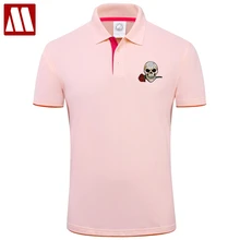 Новое поступление, модная рубашка-поло с вышивкой в виде розовых черепов, с коротким рукавом, мужские летние повседневные рубашки-поло, 15 цветов