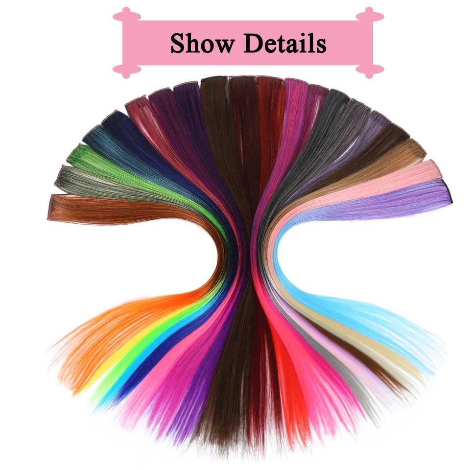 MEIFAN Омбре длинные прямые цветные пряди волос на заколке для заколка для девочек в одной части волосы для наращивания аксессуары для волос