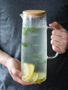 

Large Capacity Glass Cold Kettle Tie Pot High Temperature Cool Water Bottle Set Cold Water Cup Lemon Kettle