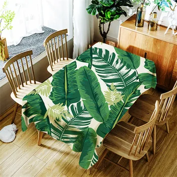 

3d Banana Leaf Tablecloth Creative Green Plant Flamingo Pattern Polyester Comfortable Waterproof Table Cloth Cover for Children
