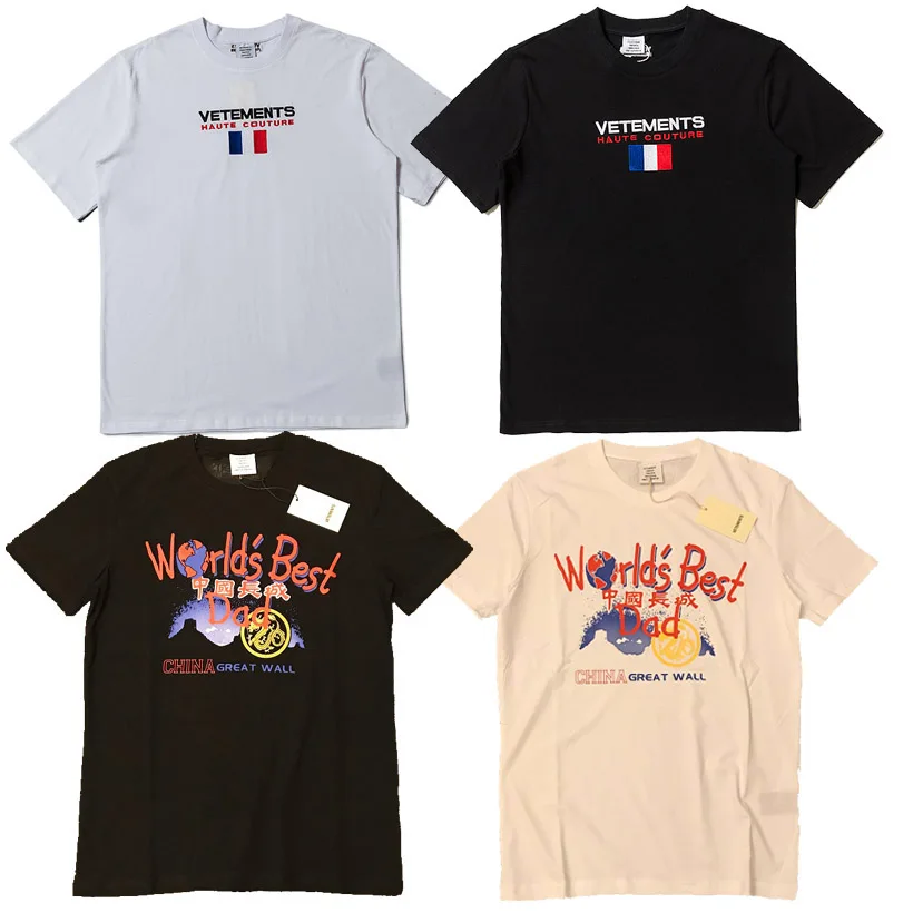 

Vetements T Shirt Men Embroidery High Quality T-Shirt Vetements China Great Wall Casual Men Summer Dress Kanye West Tshirt