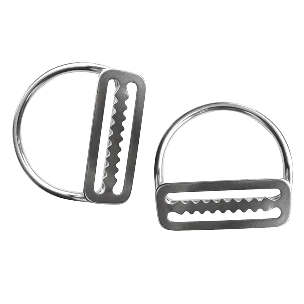 Pack of 2 Stainless Steel Scuba Diving Weight Belt Keeper with D-ring, Webbing Harness Accessories