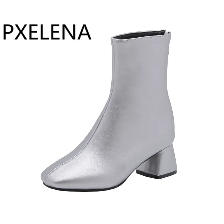 Ботильоны PXELENA женские на толстом высоком каблуке выразительные офисные