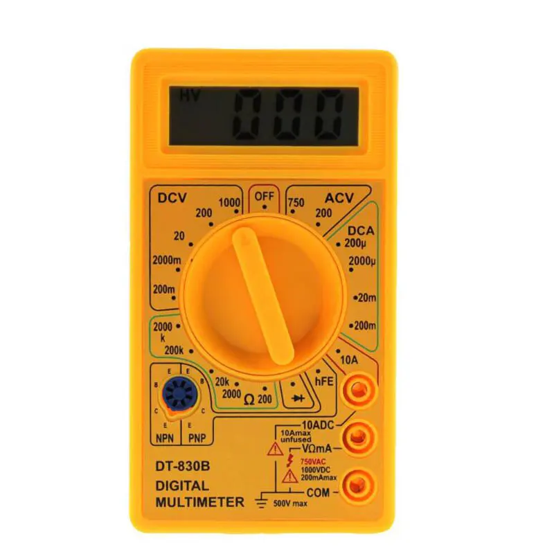 DT-830B ЖК-цифровой мультиметр черный/оранжевый AC DC 750 1000 в Вольтметр Амперметр Ом тестер метр Цифровой мультиметр