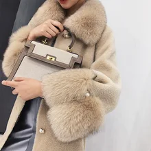 Воротники лисы из новой коллекции осень-зима года, импортные австралийские шерстяные меховые пальто для женщин