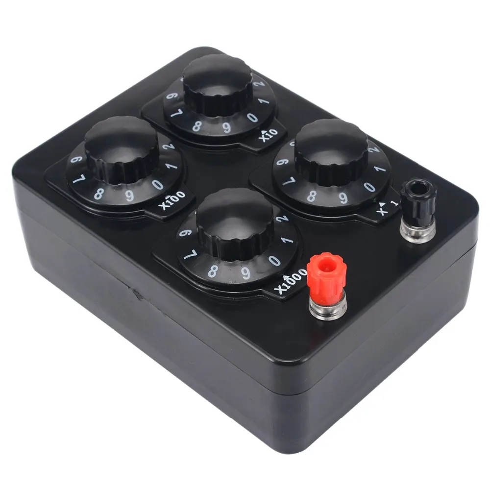 1 шт. черный Переменная Десятилетие резистора Сопротивление Box 0-9999 Ом для физического электричество обучающий инструмент