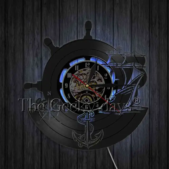Creative Decorative Art Wall Clock Anchor Ship Naval Compass Retro