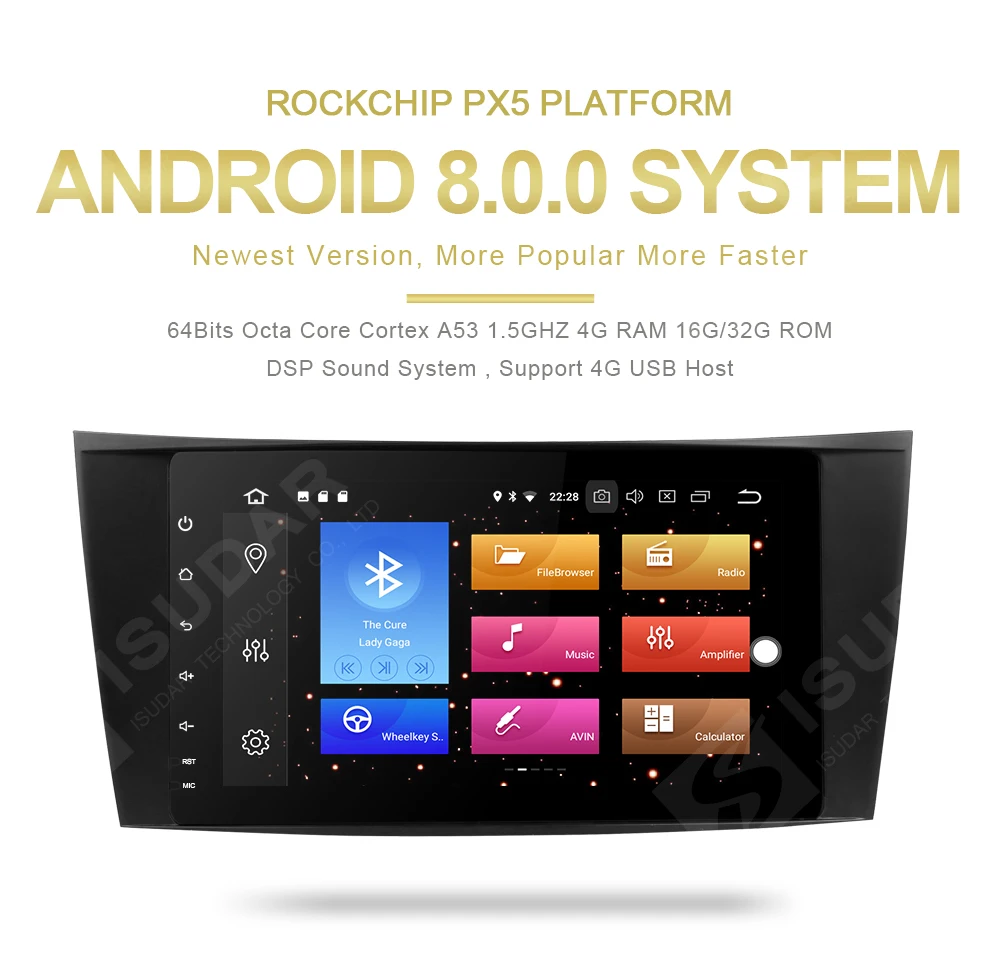 Perfect Isudar Car Multimedia Player dvd automotivo Android 8.0 For Mercedes/Benz/W211/E200/E220/E300 GPS Radio Bluetooth USB DVR DAB 3