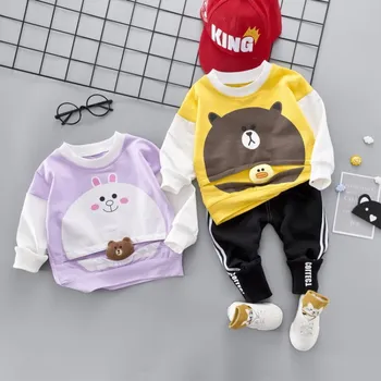 

Toddler Boys Girls Clothing Sets Spring Autumn Sports Suit Cartoon New Pullover Children's Clothing For 1 2 3 4 Years Outfits