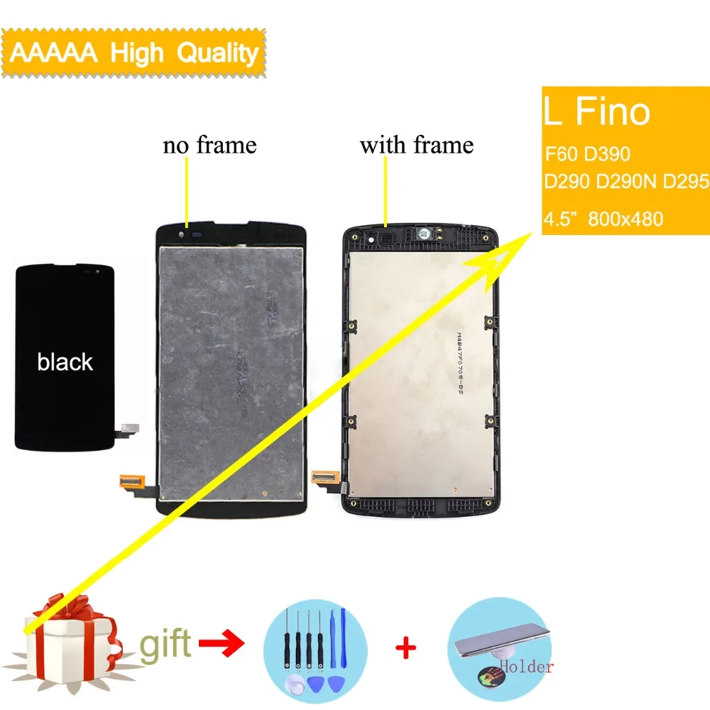 

4.5" F60 LCD For LG Optimus F60 lcd screen D390 L Fino D290 D290N D295 LCD Display Touch Screen Digitizer with frame assembly