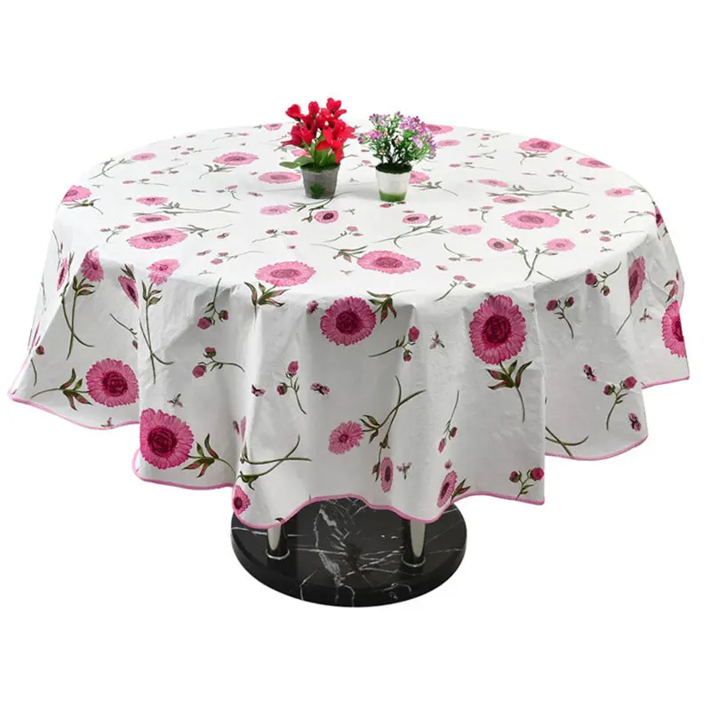 Home Decor 152cm Pastoral Floaral Round Picnic Water Resistant Oil-proof Tablecloth Household Table