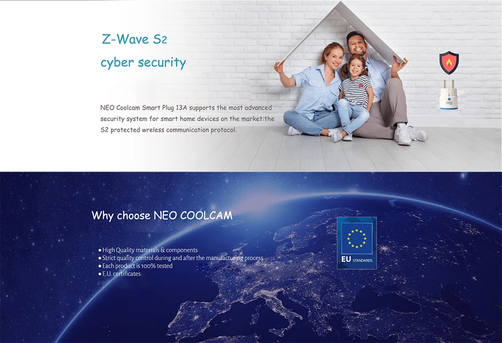 NEO COOLCAM, 4 шт./лот, NAS-WR01ZE, Z-wave Plus, умная штепсельная вилка, европейская розетка, умный дом, автоматизация, сигнализация, домашняя