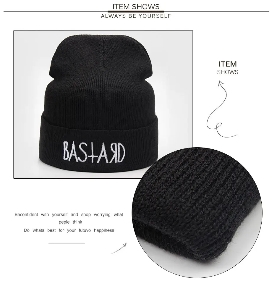 ADK High Quality Hat For Men Black Fashion Headwear Keep Warm 2018 Winter New Brand Embroidery Beanie For Girls#CAP252 (5)