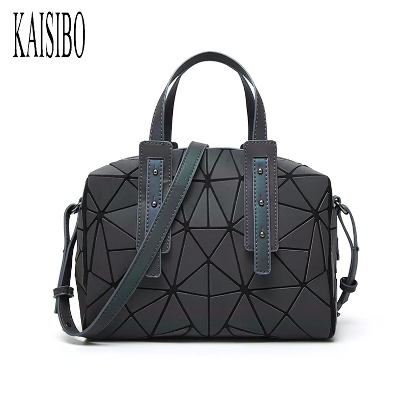 

Fashion Luminous Geometric Ladies Hand Bags Pillow Shoulder Bag Boston Handbag Folding Crossbody Bags for Women 2018