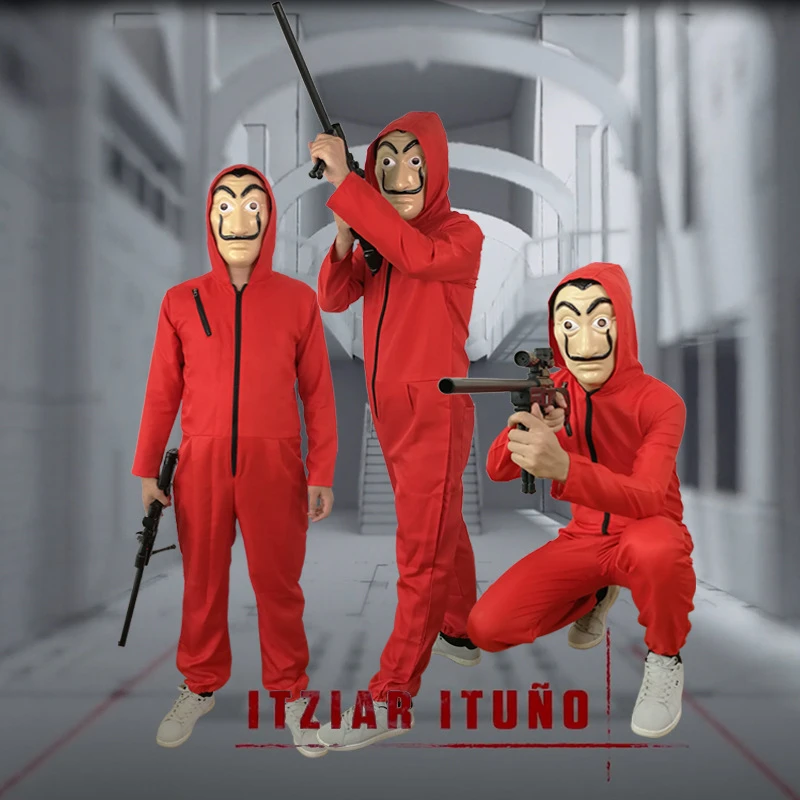 

Children and adults Salvador Dali La Casa De Papel Costume & Face Mask Cosplay The House of Paper Role Playing Party Halloween
