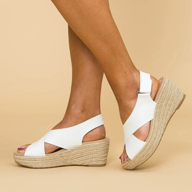 Women Sandals 2019 New Platform Sandals Wedges Shoes For Women Summer Chaussures Femme Leather Chunky Heels Sandalias Mujer