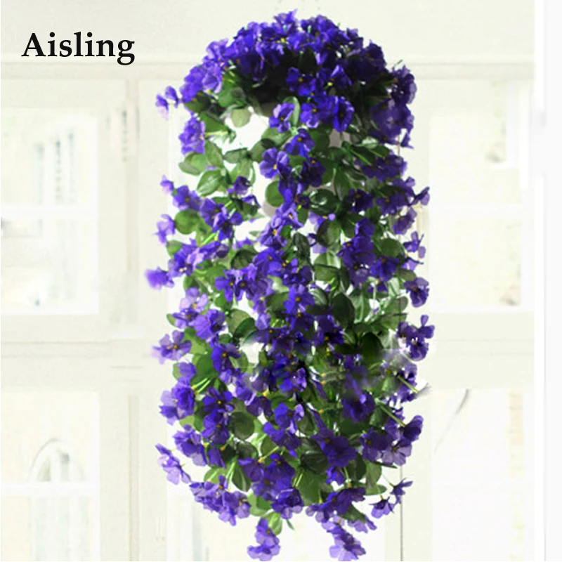 Artificial Violets Flower Rattan Wall Mounted Flowers Plastics Flower