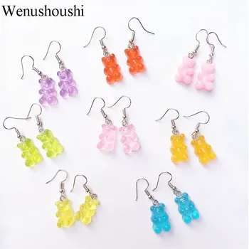 

resin Handmade romantic creative cute bear earrings women romantic oso Pendien brincos novelty Childlike bijoux femme girl gifts