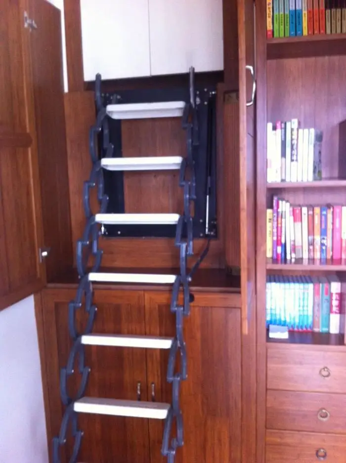 On A Wall Mounted Folding Attic Stairs Telescopic Ladder Platform Lifts Duplex Invisible Ladder Household Household Trash Ladder Tvhousehold Ladder Aliexpress