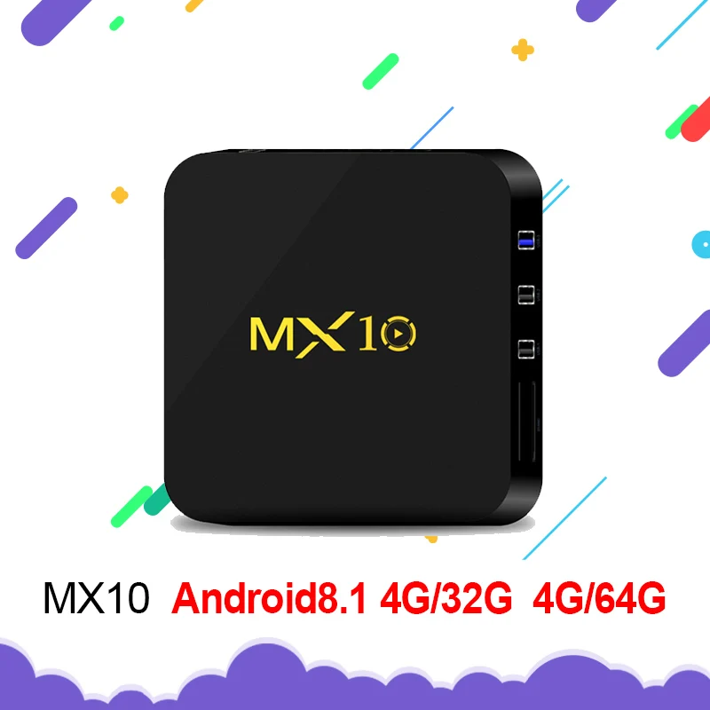 MX10 Android 8 1 Smart ТВ BOX 4 Гб DDR4 32 GB EMMC RK3328 ядра K HDR 2 ГГц WI-FI USB 3 0 Декодер каналов