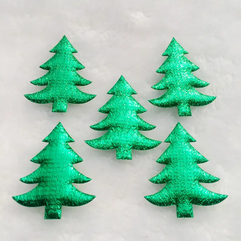 50Pcs Laser Cloth Christmas Tree Appliques DIY Sewing Christmas Decorationfor Clothes Sewing Supplies DIY Craft Ornament-C86