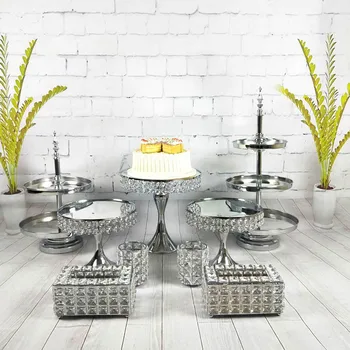 

9pcs/set Mirror Surface Wedding Dessert Tray Cake Stand Wedding Party Birthday Decoration Pan Cake Cookies Display