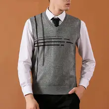 Новое поступление модный мужской жилет вязаный свитер на плечо Повседневный компьютерный вязаный жилет с v-образным вырезом без рукавов Размер M L XL 2XL 3XL
