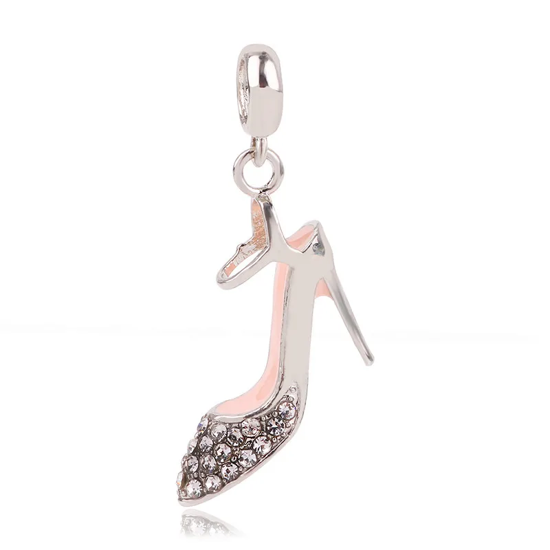 

dodocharms Silver Color High Heels Shoe Pendant Charm Fit Original Pandora Bracelet With Cubic Zirconia DIY Jewelry