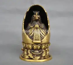 8 ''Китай Зодиака Курица Петух Внутри Яйца Бронзовая Статуя