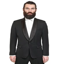 Черный 2 шт(куртка+ брюки+ галстук) воротник-шаль одна кнопка моды Для мужчин костюмы костюм Made Формальные смокинг Стиль Slim Fit красивый