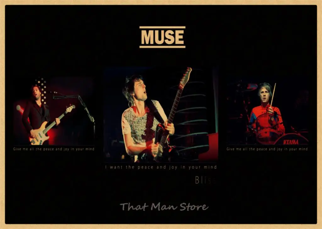 Muse poster.muse rock music vintage retro poster kraft paper decorative wall sticker - Цвет: Розовый