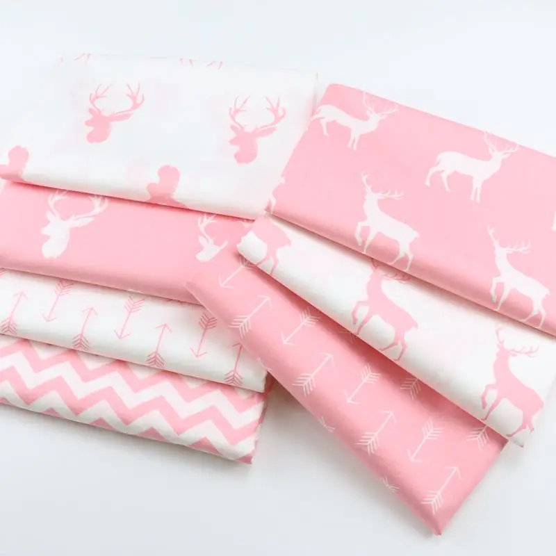 

160cm*50cm cotton cloth WHITE PINK nordic wind simple cartoon elk deer arrow chevron cotton cloths DIY bedding cushion fabric