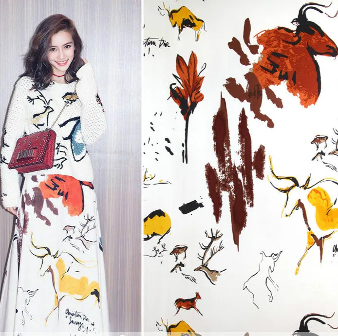 145 см граффити печатная хлопчатобумажная ткань Модная рубашка платье материал