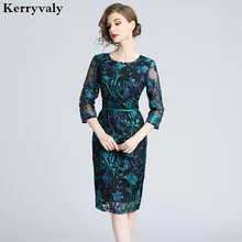 Осеннее зеленое вышитое Кружевное облегающее платье Vestidos Casuales Mujer дамское Бандажное платье Roupas Feminina K9116