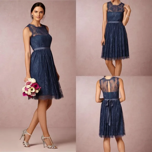 Princess Maid Of Honor Lace Dark Navy Royal Blue Bridesmaids Dress Princess Maid Of Honor Lace Dark Navy Royal Blue Bridesmaids Dress 2017 Formal Y Short