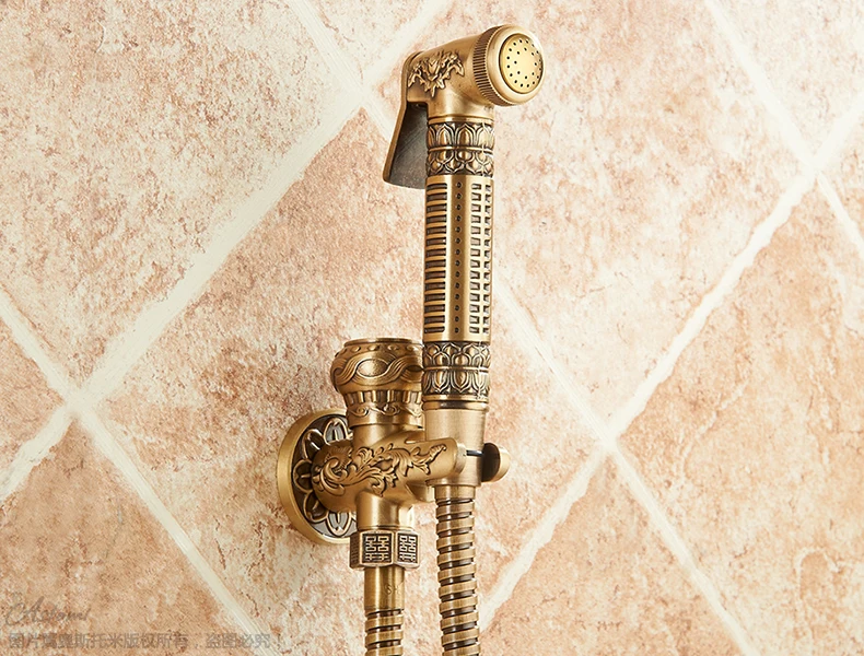 Free ship Gold Brass Shattaf Bidet Sprayer Spray Douche kit Hand held