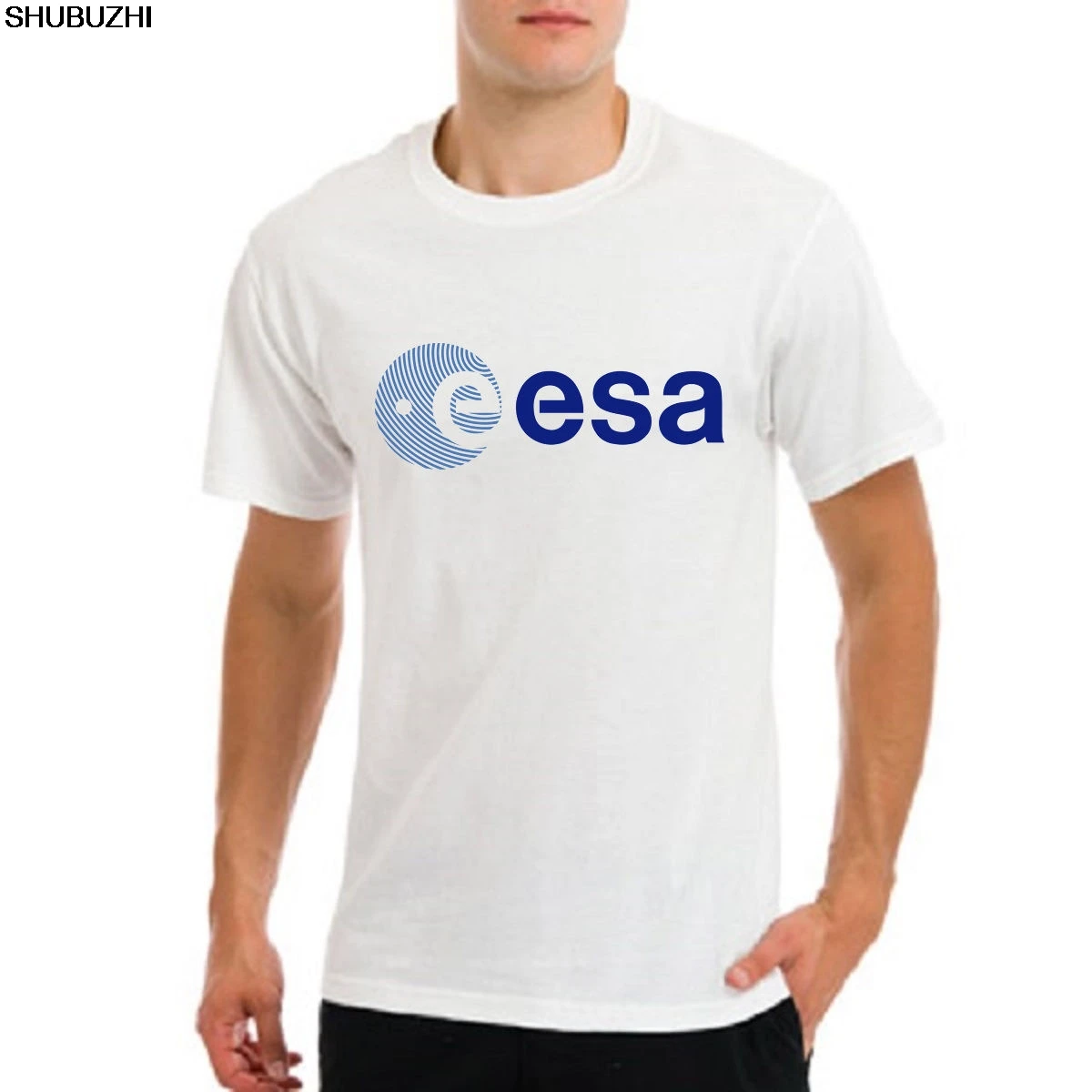 

fashion brand men white cotton tshirt ESA Europe European space agency symbol logo space nerd geek mens t-shirt sbz187