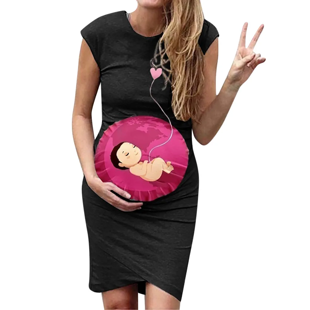 Платья для беременных женщин; платье без рукавов с круглым вырезом для беременных; платье с рисунком для беременных; Ropa Premama Embarazadas