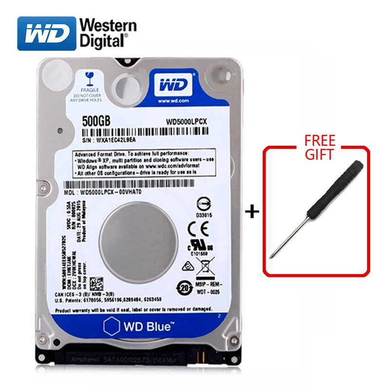 WD Синий 500 Gb 2,5 "HDD SATA3 внутренний жесткий диск 500G HD Жесткий диск 6 ГБ/сек. 5400 об/мин жесткий диск для ноутбука Бесплатная доставка