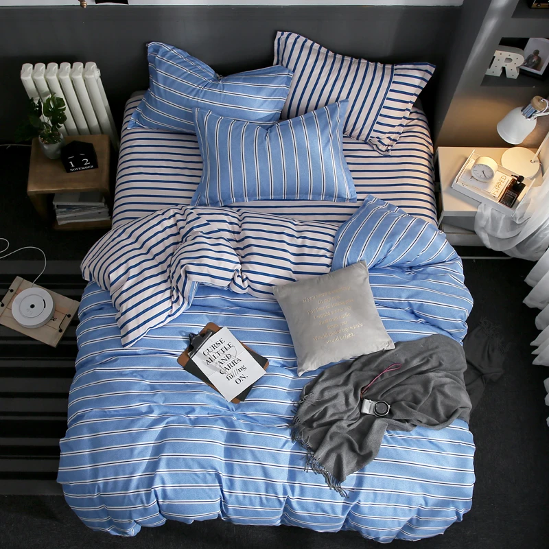 أفضل. WENSD بسيطة نمط المنزل غرفة نوم الفراش مجموعات الدافئة جدا لينة القطن 3/4 قطعة لحاف طقم أغطية السرير غطاء شقة ورقة المخدة