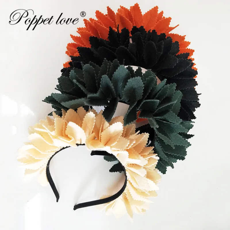 

Velvet Full Leaves Hand Made Retro Hair Accessories Hair Bows big Crown Hair Band Christmas Headbands For Girls