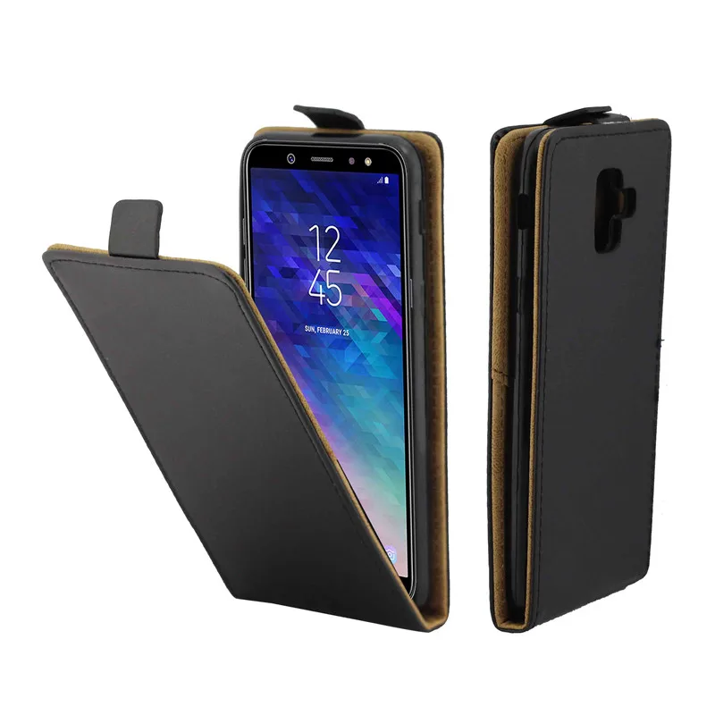 

Coque PU leather phone case Flip Cover For Samsung Galaxy A6 2018 Back Phone Bags Vertical Up-Down Open skin pouch