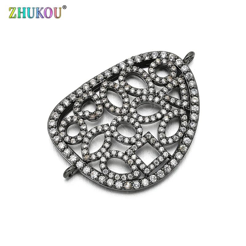 

24*35mm Brass Cubic Zirconia Flower Connectors DIY Jewelry Findings, Mixed Color, Hole: 1.2mm, Model: VS265