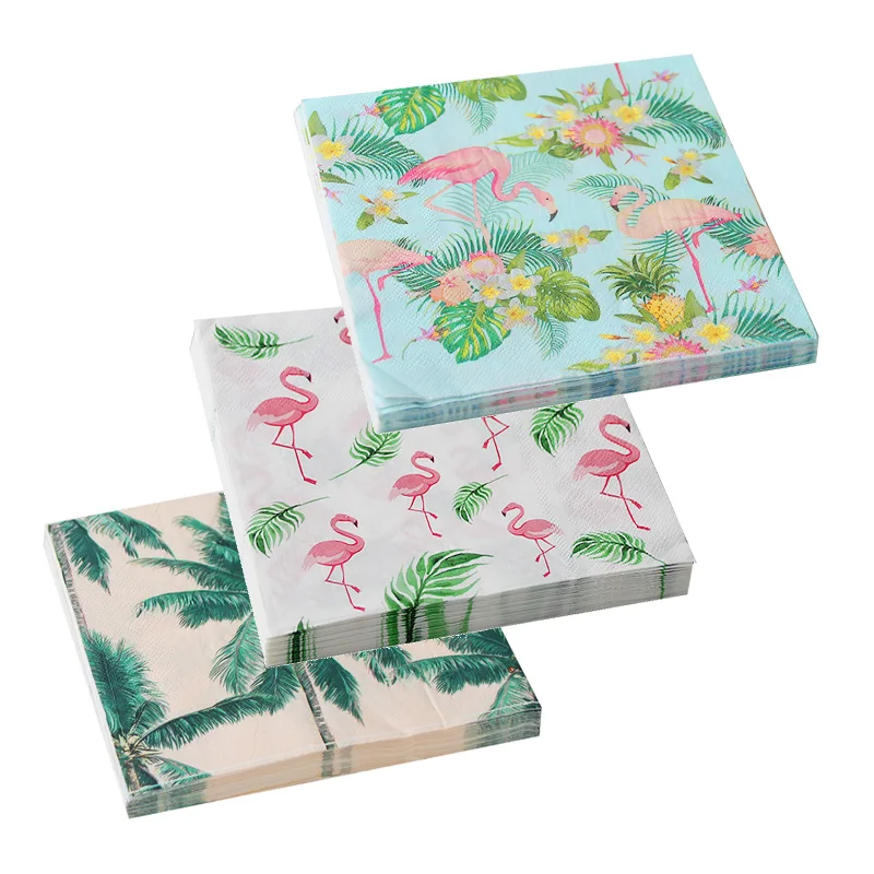

Flamingo Party Decoration Paper Napkins Palm Leaves Tableware Paper Napkin Hawaii Tropical Party Birthday Wedding Decoration