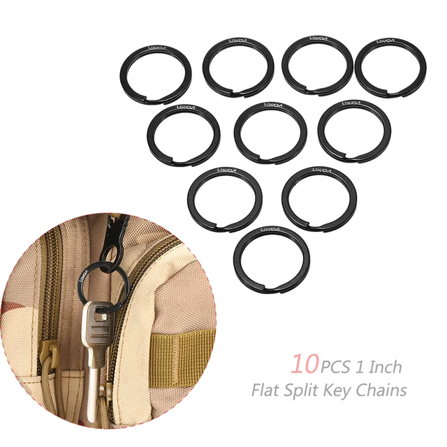 Lixada 10PCS Carabiner for Keys Chains Key Rings 1 Inch/25mm Metal Flat Split Carabiner Hook Clip Home Camping Car Key Carabiner
