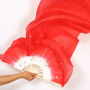 

1.8m Hand Made Colorful Belly Dancing Bamboo Long Silk Fans Veils Dance Fan 7 Colors