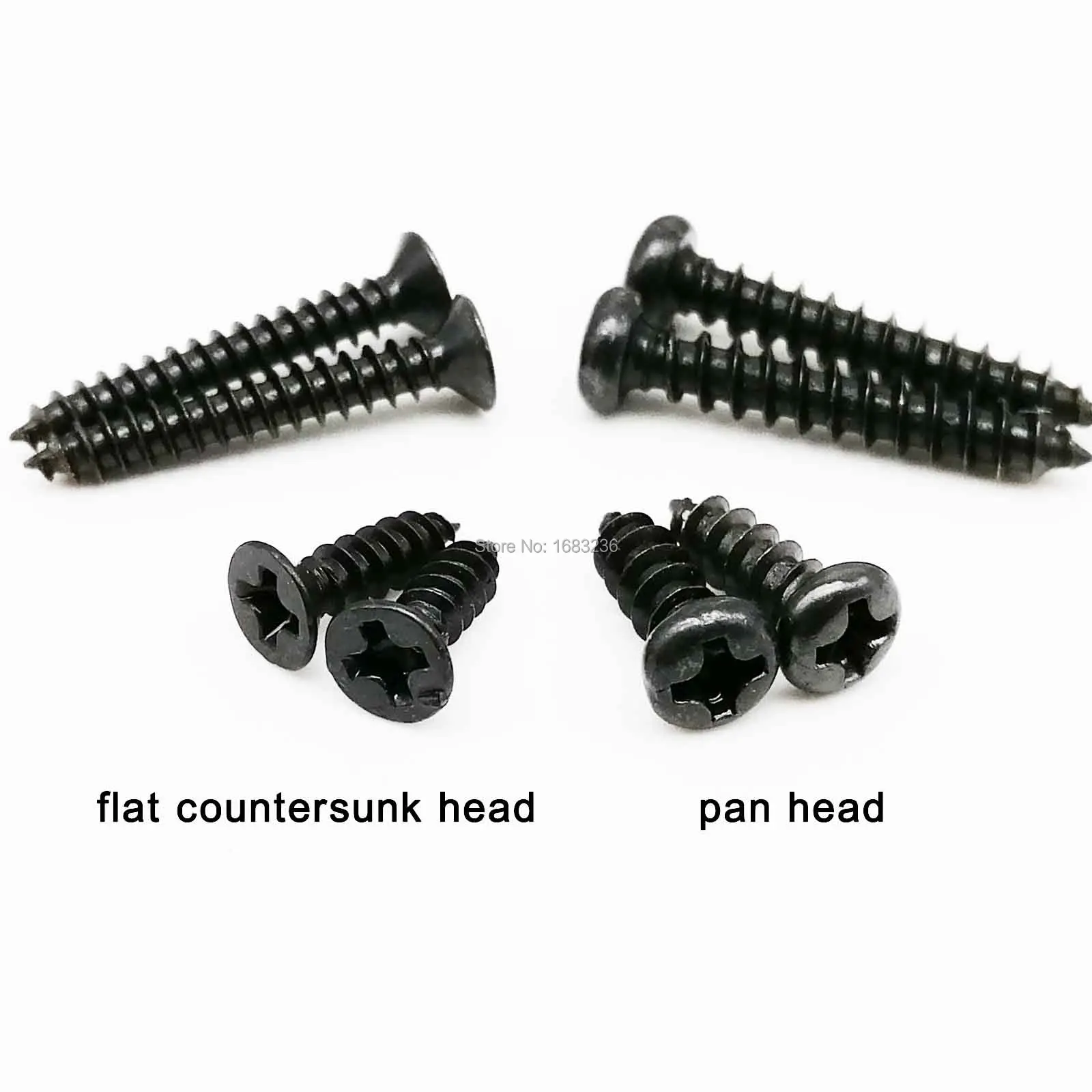 100pcs M2 M2.6 M3 M3.5 Black Zinc-plated Steel Mini Micro Phillips Flat Countersunk Cross Round Pan Head Self tapping Wood Screw