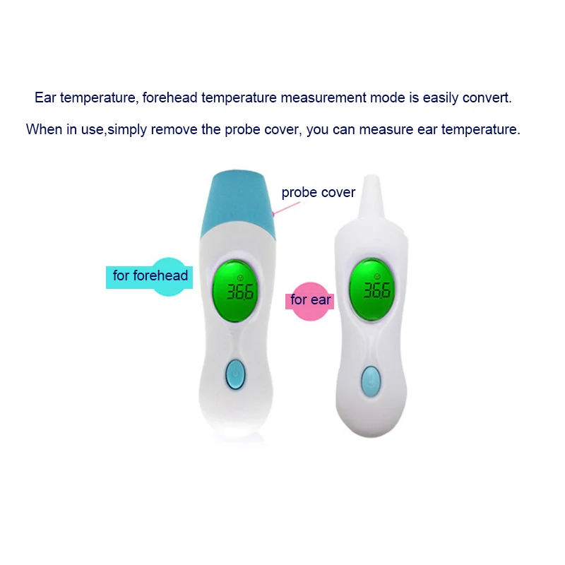 Ушной налобный термометр цифровой диагностический инструмент инфракрасный термометр тела Температура для детей-подростков 3-Цвет Подсветка по уходу за ребенком